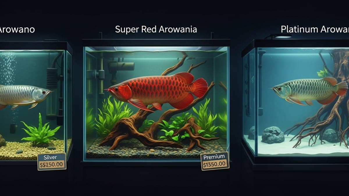 A Super Red Arowana displaying intense crimson coloration in a professional aquarium — one of the most sought-after Arowana varieties