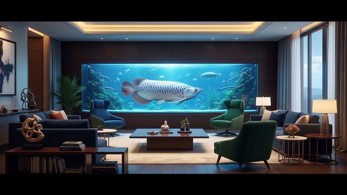Ultra-rare Platinum Arowana in a collector-grade aquarium — among the most expensive aquarium fish in the world