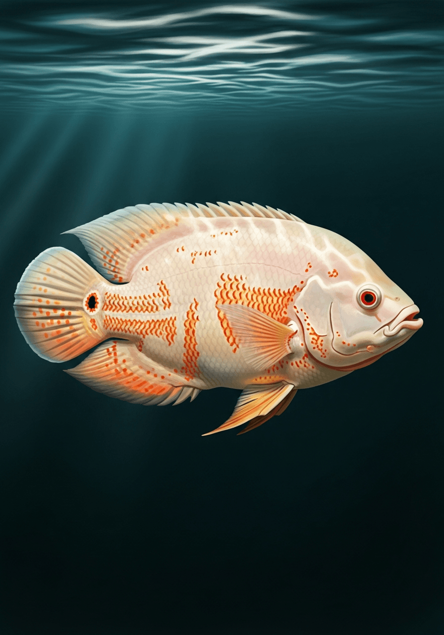 Albino Oscar (Astronotus ocellatus) — premium specimen