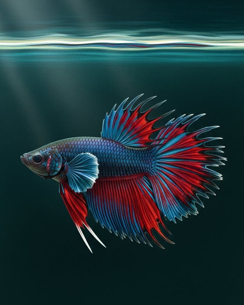 Crowntail Betta (Betta splendens) — show-grade specimen
