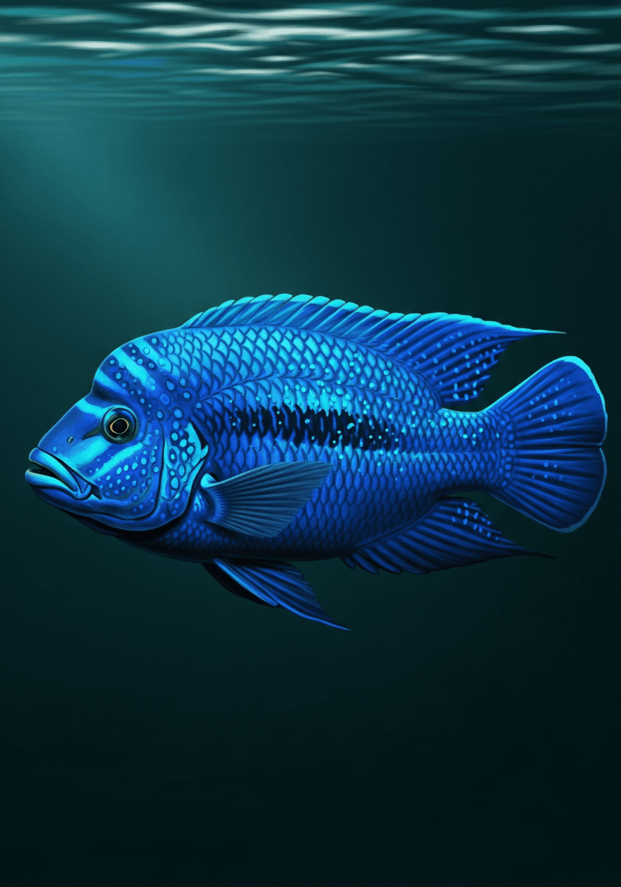 Electric Blue Jack Dempsey (Rocio octofasciata) — premium specimen