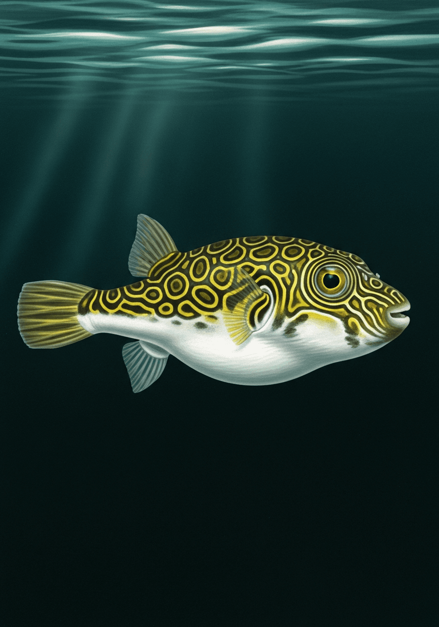 Figure Eight Puffer Fish (Tetraodon biocellatus) — premium specimen
