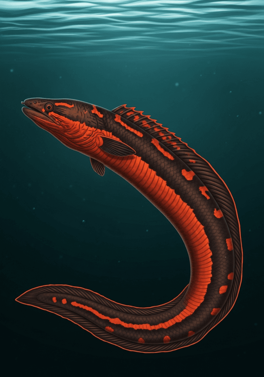 Fire Eel (Mastacembelus erythrotaenia) — premium specimen