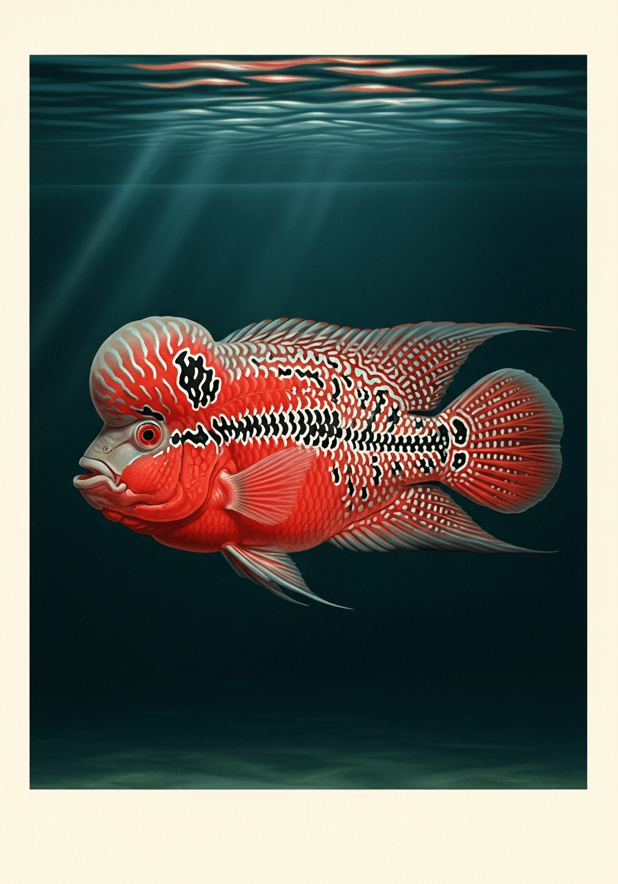 Flowerhorn Cichlid (Hybrid Amphilophus spp.) — premium specimen