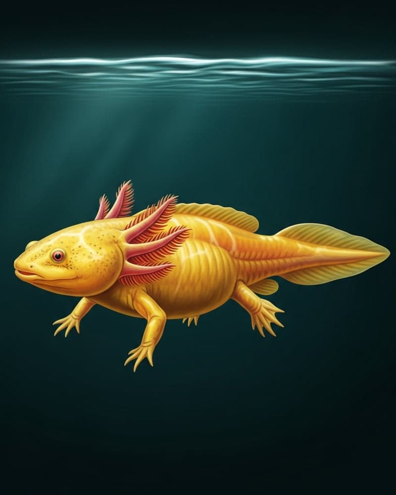 Golden Albino Axolotl (Ambystoma mexicanum) — premium specimen