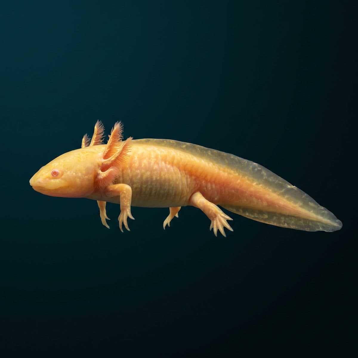 Golden Albino Axolotl (Ambystoma mexicanum) — premium specimen