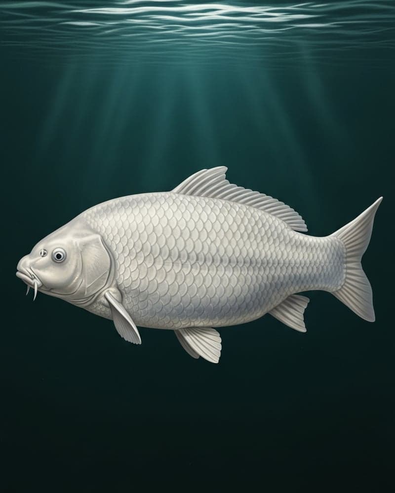 Platinum Ogon Koi (Cyprinus rubrofuscus) — premium metallic specimen