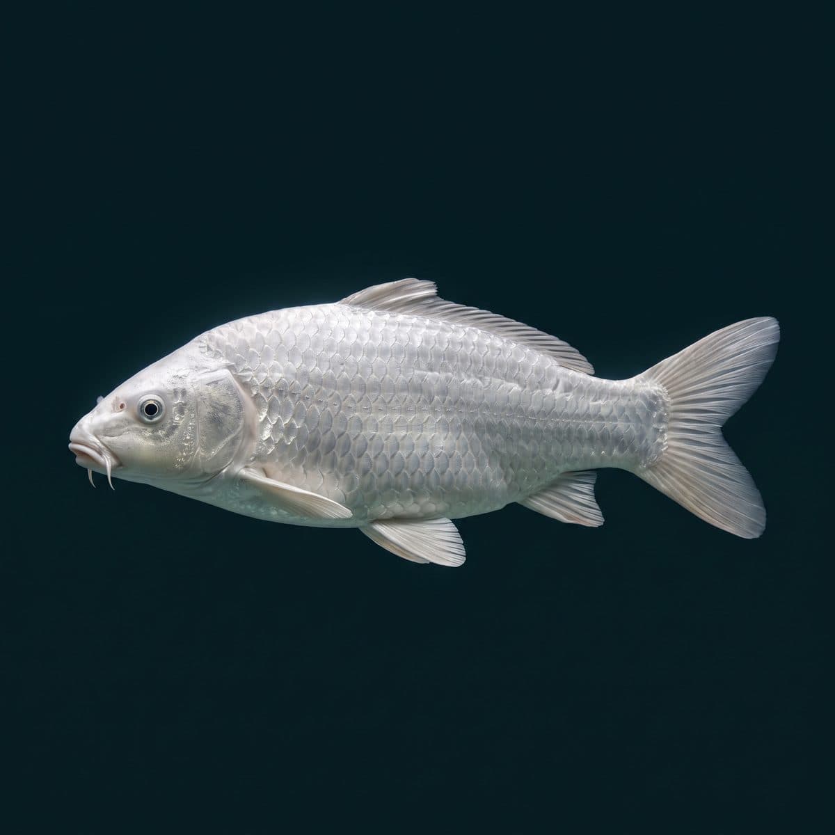 Platinum Ogon Koi (Cyprinus rubrofuscus) — premium metallic specimen