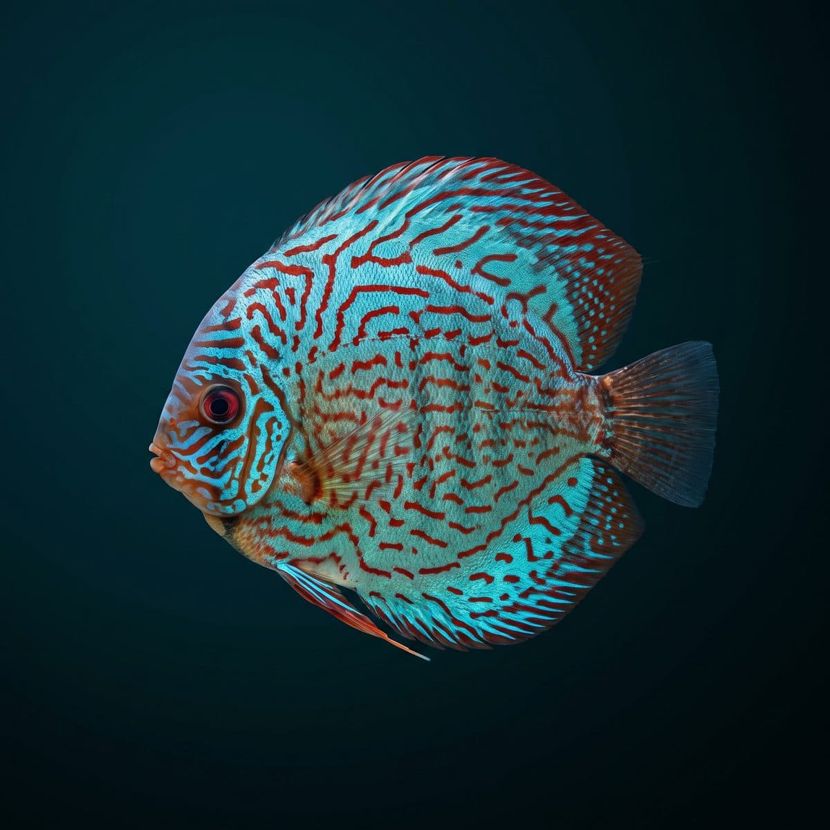 Red Turquoise Discus (Symphysodon aequifasciatus) — premium specimen