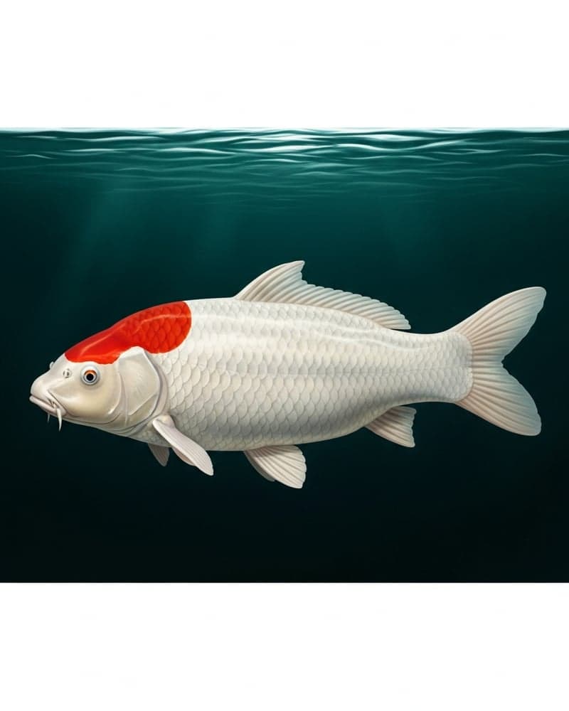 Tancho Koi (Cyprinus rubrofuscus) — premium specimen with hi marking