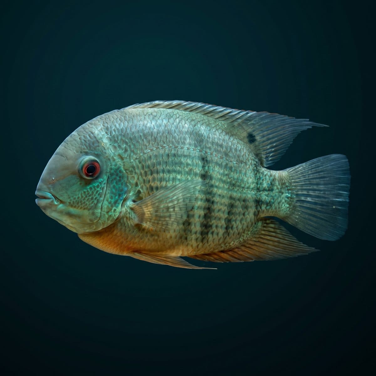 Turquoise Severum Cichlid (Heros efasciatus) — premium specimen